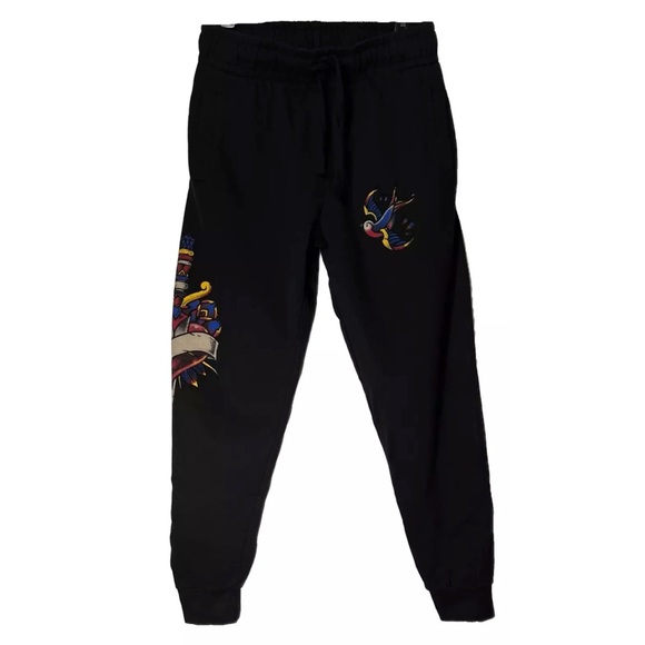 Affliction Pants - Affliction Women's Sweatpants Jogger PIERCED TRUST Black Biker